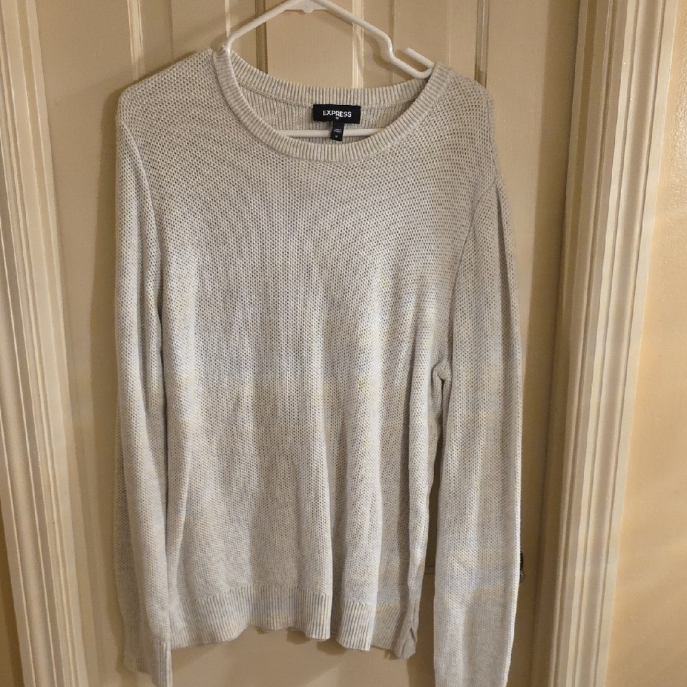 Express Men's Light Gray Crewneck Sweater